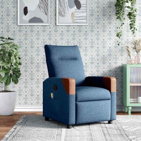 Sillón reclinable de masaje de tela azul Sillón reclinable de masaje de tela azul