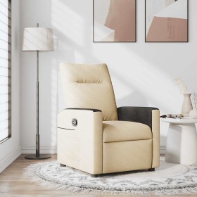 Sillón reclinable de tela crema Sillón reclinable de tela crema