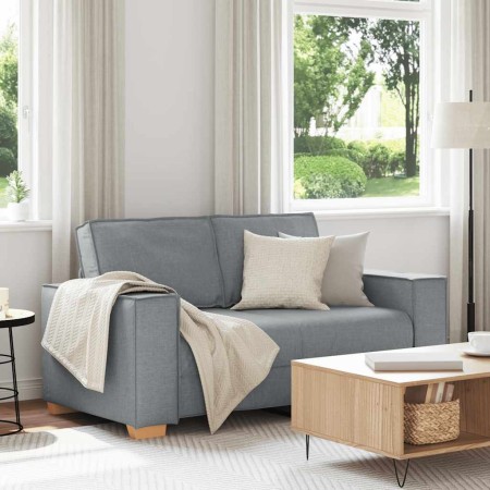 Sofá de 2 plazas de tela gris claro, 120 cm