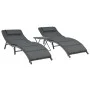Folding garden furniture set 3 pieces gray synthetic rattan by vidaXL, Loungers - Ref: Foro24-44815, Price: 229,69 €, Discoun...