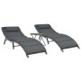 Klappbares Gartenmöbel-Set, 3-teilig, graues synthetisches Rattan von vidaXL, Liegen - Ref: Foro24-44815, Preis: 232,45 €, Ra...