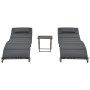 Set de muebles de jardín plegables 3 pzas ratán sintético gris de vidaXL, Tumbonas - Ref: Foro24-44815, Precio: 232,45 €, Des...