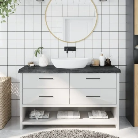 Encimera de baño madera tratada marrón oscuro 140x30x(2-6) cm de vidaXL, Encimeras - Ref: Foro24-3156242, Precio: 80,79 €, De...