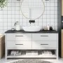 Encimera de baño madera tratada marrón oscuro 160x50x(2-4) cm de vidaXL, Encimeras - Ref: Foro24-3156253, Precio: 109,94 €, D...
