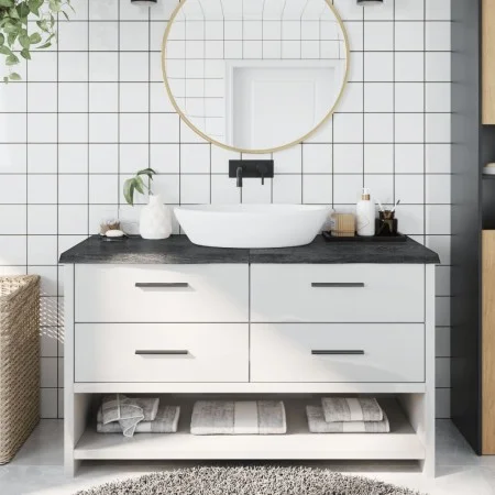 Encimera de baño madera tratada marrón oscuro 140x60x(2-4) cm de vidaXL, Encimeras - Ref: Foro24-3156247, Precio: 112,42 €, D...