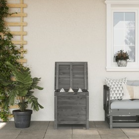Arcón de jardín madera maciza abeto gris antracita 50x49x56,5cm