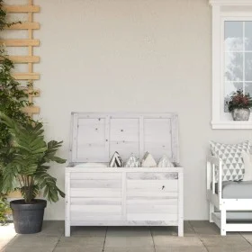 Solid white fir garden storage chest 99x49.5x58.5 cm by vidaXL, Outdoor storage boxes - Ref: Foro24-364753, Price: 134,01 €, ...