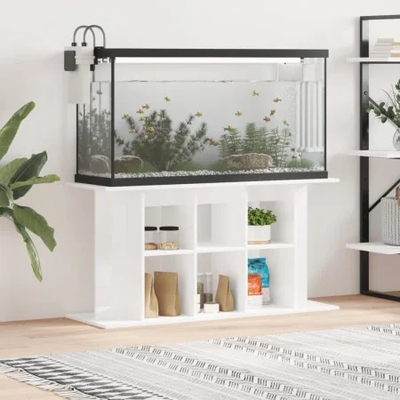 Aquarium support in white glossy engineered wood 120x40x60 cm by vidaXL, Aquarium supports - Ref: Foro24-833593, Price: 75,70...