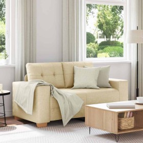 Sofá de dos plazas con cojín Crema tela