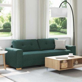 Sofá de dos plazas con cojín Verde oscuro tela