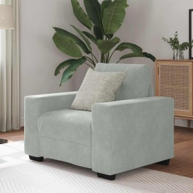 Sillón sofá gris claro 60 cm terciopelo Sillón sofá gris claro 60 cm terciopelo