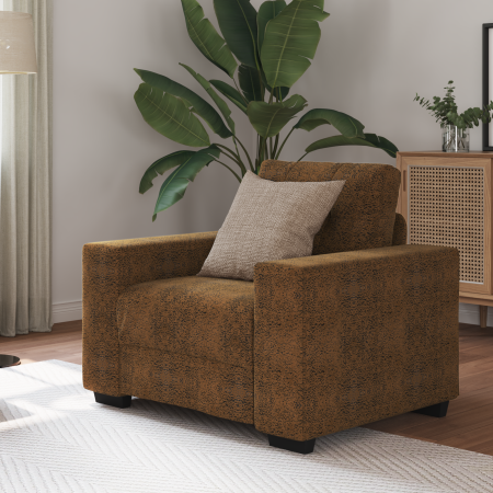 Sofá Sillón con cojín Marrón Cuero sintético y Madera