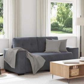 Sofá Loveseat gris oscuro 140 cm terciopelo Sofá Loveseat gris oscuro 140 cm terciopelo