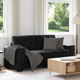 Sofá Loveseat Terciopelo Negro 140 cm Sofá Loveseat Terciopelo Negro 140 cm