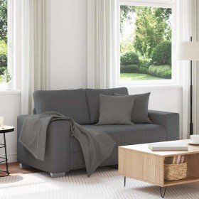 Sofá Loveseat gris oscuro 120 cm tejido de pana Sofá Loveseat gris oscuro 120 cm tejido de pana