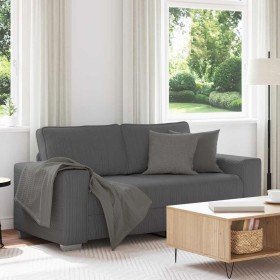 Sofá Loveseat gris oscuro 140 cm tejido de pana Sofá Loveseat gris oscuro 140 cm tejido de pana