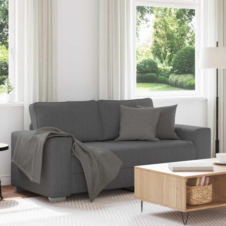 Sofá Loveseat gris oscuro 140 cm tejido de pana