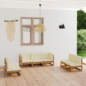 7-piece garden furniture set with solid pine wood cushions by vidaXL, Garden sets - Ref: Foro24-3076472, Price: 724,73 €, Dis...