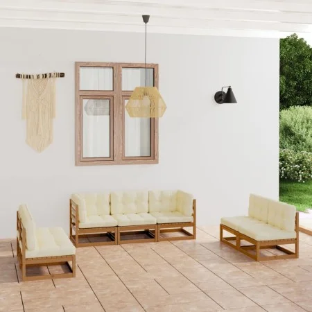 7-piece garden furniture set with solid pine wood cushions by vidaXL, Garden sets - Ref: Foro24-3076472, Price: 724,73 €, Dis...