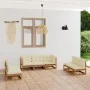 7-piece garden furniture set with solid pine wood cushions by vidaXL, Garden sets - Ref: Foro24-3076472, Price: 724,73 €, Dis...