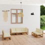 7-teiliges Gartenmöbel-Set mit Kissen aus massivem Kiefernholz von vidaXL, Gartensets - Ref: Foro24-3076472, Preis: 734,76 €,...