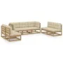 7-piece garden furniture set with solid pine wood cushions by vidaXL, Garden sets - Ref: Foro24-3076472, Price: 724,73 €, Dis...