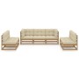 Juego de muebles de jardín 7 pzas y cojines madera pino maciza de vidaXL, Conjuntos de jardín - Ref: Foro24-3076472, Precio: ...