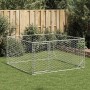 Perrera de exterior puerta acero galvanizado plateado 2x2x1 m