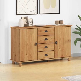 Vitrina ASKIM Marrón 133.5 x 40 x 79 cm Madera maciza de pino