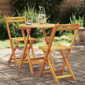 Juego Bistro de Jardín 3 pcs Marrón madera maciza de acacia