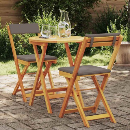 Juego Bistro de Jardín 3 pcs Marrón madera maciza de acacia