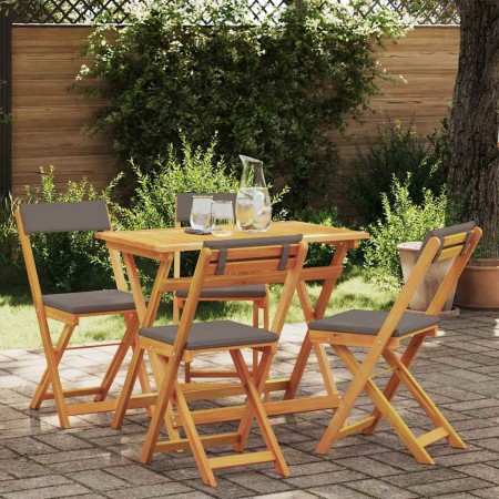Conjunto bistro 5 pcs Marrón madera maciza de acacia
