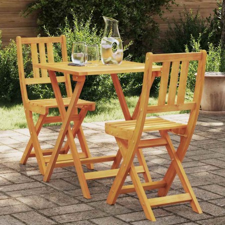 Conjunto bistro 3 pcs Marrón madera maciza de acacia