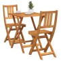Conjunto bistro 3 pcs Marrón madera maciza de acacia
