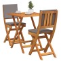 Conjunto bistro 3 pcs Marrón madera maciza de acacia