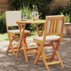 Conjunto bistro 3 pcs Marrón madera maciza de acacia en Conjuntos de jardín | Comprar online en Foro24