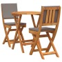 Conjunto bistro 3 pcs Marrón madera maciza de acacia