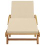 Tumbona con cojín Beige 200 x 67 x 84cm Madera maciza de Acacia