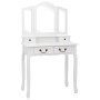 Juego de tocador y taburete madera paulownia blanco 80x69x141cm