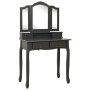 Juego de tocador y taburete madera paulownia gris 80x69x141 cm