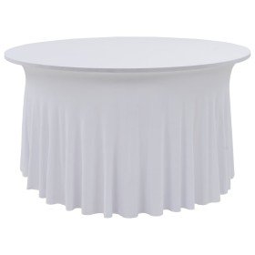 Fundas elásticas para mesa 2 uds con falda 150x74 cm blanco Fundas elásticas para mesa 2 uds con falda 150x74 cm blanco
