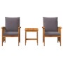 Conjunto de sofá de jardín 3 pcs Marrón madera maciza de acacia