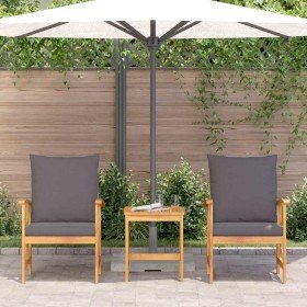 Conjunto de sofá de jardín 3 pcs Marrón madera maciza de acacia