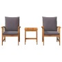 Conjunto de sofá de jardín 3 pcs Marrón madera maciza de acacia