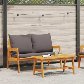 Conjunto bistro con cojín 2 pcs Marrón Madera maciza de Acacia