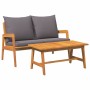 Conjunto bistro con cojín 2 pcs Marrón Madera maciza de Acacia