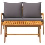Conjunto bistro con cojín 2 pcs Marrón Madera maciza de Acacia