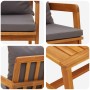 Conjunto bistro con cojín 2 pcs Marrón Madera maciza de Acacia