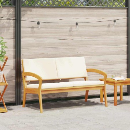 Banco de jardín con cojín Marrón Madera maciza de Acacia