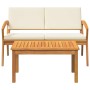 Conjunto bistro con cojín 2 pcs Marrón Madera maciza de Acacia